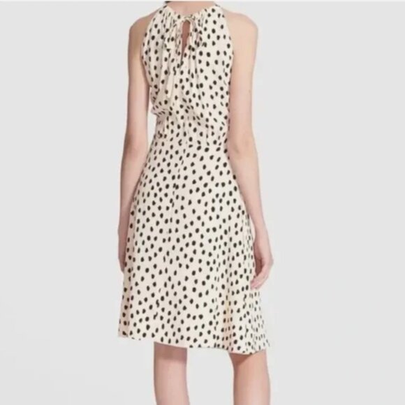 $368 KATE SPADE Ivory Black Leopard Dot Print HALTER DRESS MIDI Size 0 - Picture 4 of 6